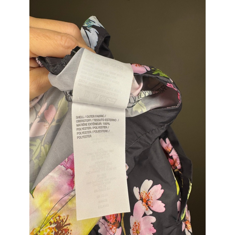 Susan Graver Womens 2X Floral Windbreaker Jacket Black Pink Hooded Full Zip Coat - Picture 3 of 4
